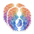 (2 Pack) Vibrant Rainbow Wing Magnets - Ethereal Feather Decoration - Spiritual Art Accent - 5 Inches On Longest Side - Thick Durable Magnet - Made in USA - MAG39391