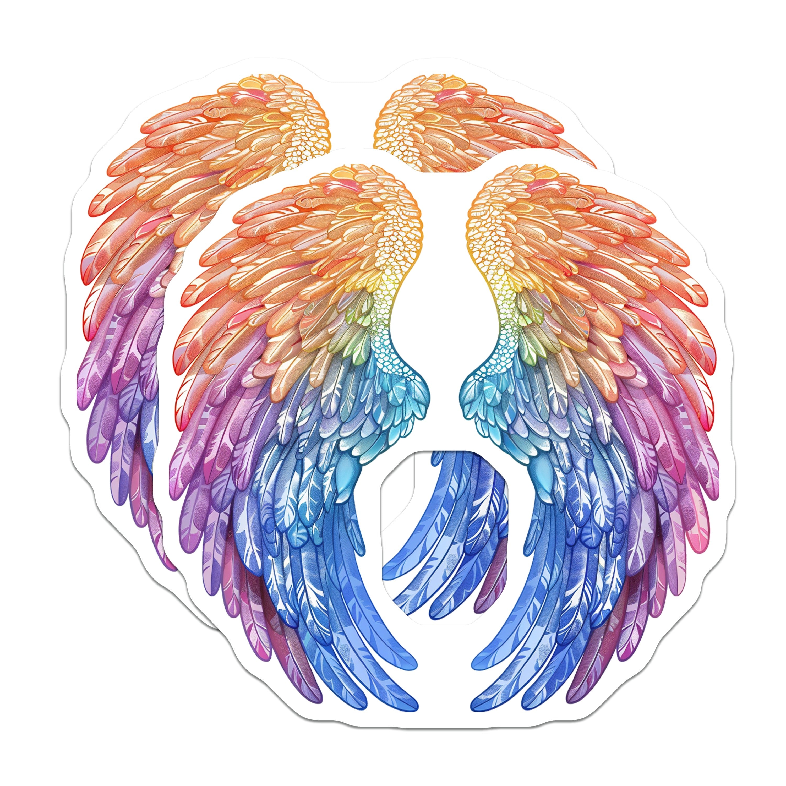 (2 Pack) Vibrant Rainbow Wing Magnets - Ethereal Feather Decoration - Spiritual Art Accent - 5 Inches On Longest Side - Thick Durable Magnet - Made in USA - MAG39391