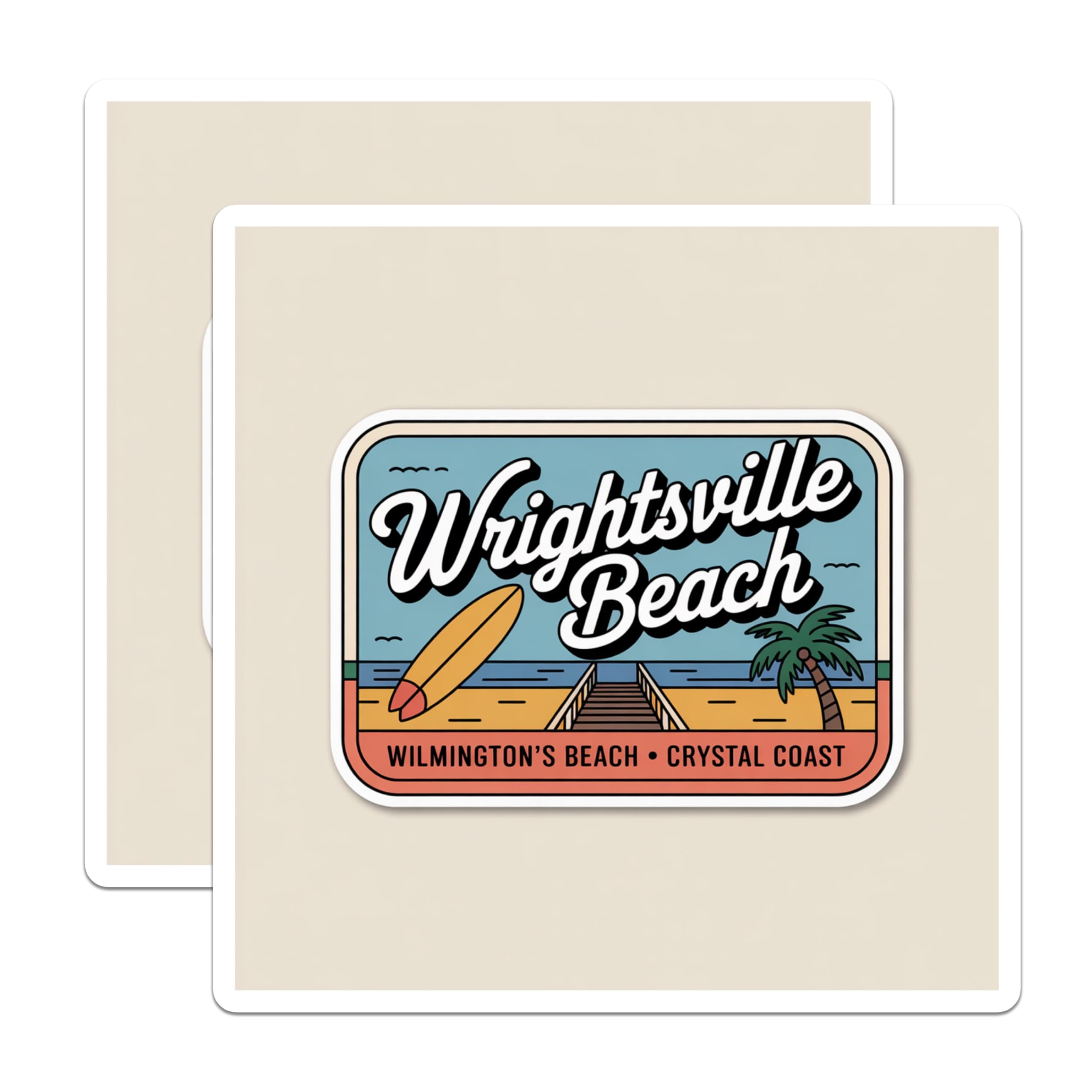 (2 Pack) Wrightsville Beach Magnets - Crystal Coast Decor - North Carolina Travel Souvenir - 5" On Longest Side - Premium Magnet - for Cars, Refrigerators, Toolboxes, Lockers - Made in USA - MAG17406