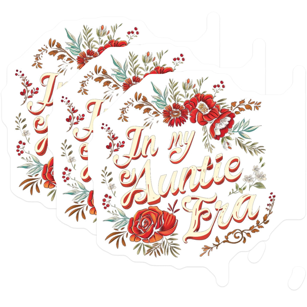 (3 Pack) in My Auntie Era Decals - Floral Aunt Stickers - Trendy Aunt Life - 3 Inches On Longest Side - Easy Peel & Apply - Made in USA - 3MCS2285