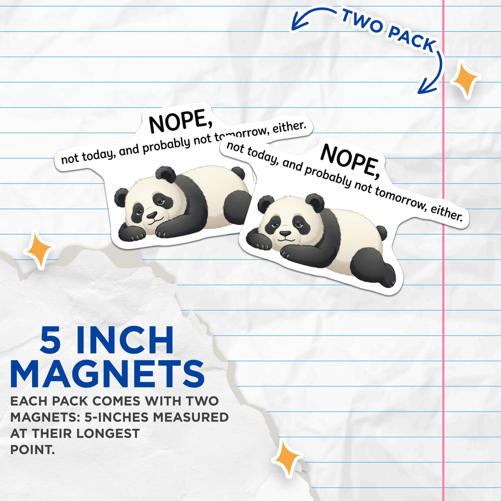 (2 Pack) Lazy Panda Magnets - Funny Introvert Humor - Fridge Desk Decor - Coworker Birthday Present - 5 Inches On Longest Side - Thick Durable Magnet - Made in USA - MAG37195