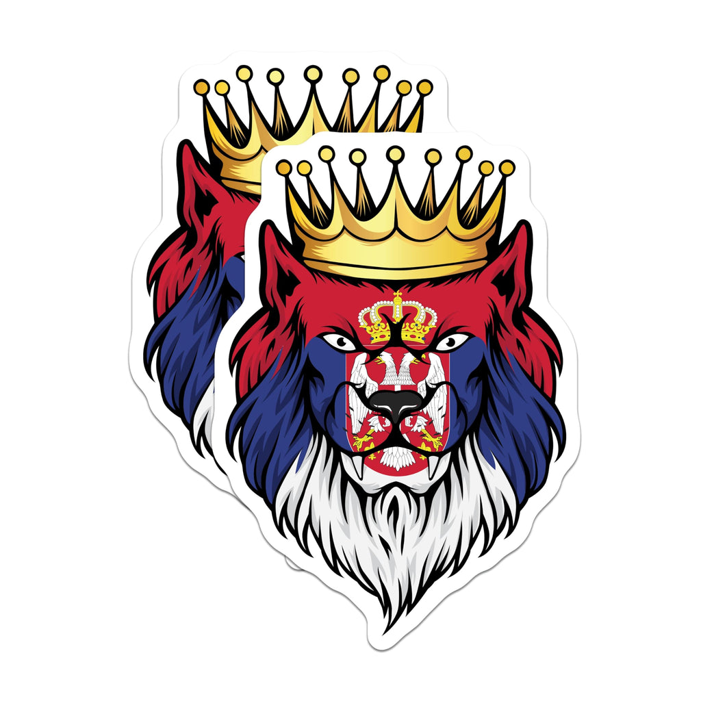 (2 Pack) Serbian Royal Wolf Magnets - National Emblem Art - Balkan Heritage Collectible - 5 Inches On Longest Side - Thick Durable Magnet - Made in USA - MAG19107