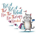 (3 Pack) Retail Therapy Cat Decals - Funny Shopping Sticker - Grumpy Cat Laptop Decal - 3 Inches On Longest Side - Easy Peel & Apply - Made in USA - 3MCS7320