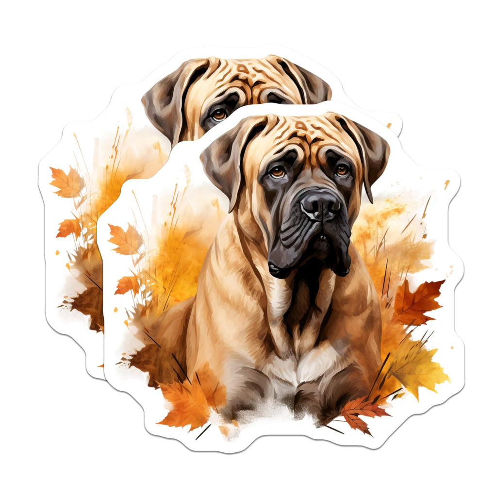 (2 Pack) Bullmastiff Dog Magnets - Autumn Leaves Decor - Pet Owner Appreciation - 5 Inches On Longest Side - Thick Durable Magnet - Made in USA - MAG26395