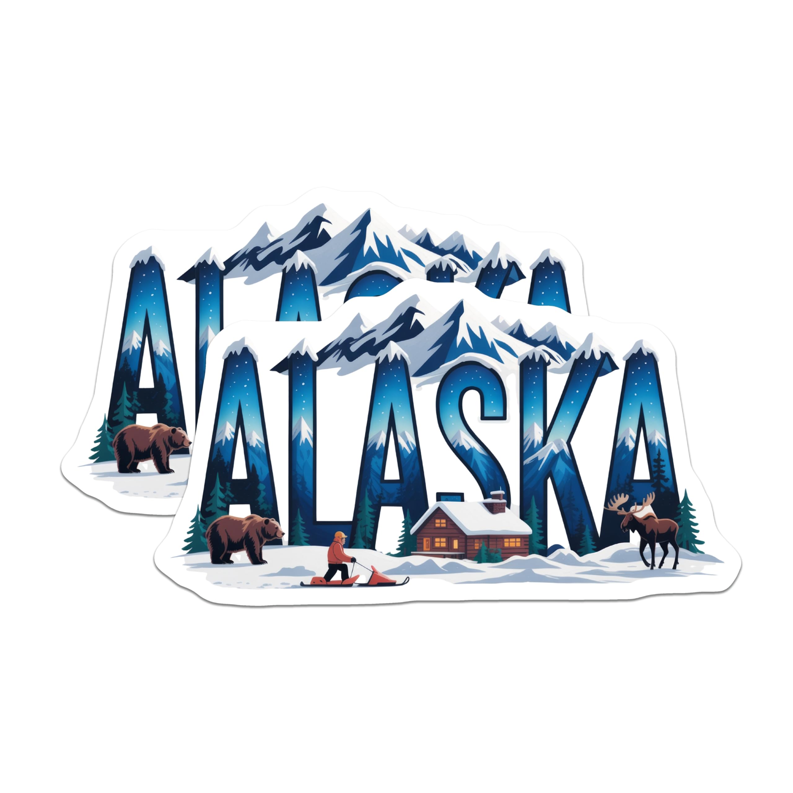 (2 Pack) Alaska Magnets - Travel Souvenir - Alaskan Adventure Fridge Magnets - 5" On Longest Side - Premium Magnet - for Cars, Refrigerators, Toolboxes, Lockers - Made in USA - MAG17726