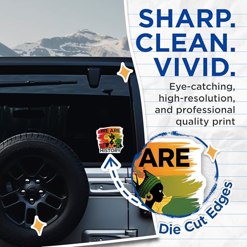 (2 Pack) We are Black History Stickers - Inspirational Black History Month Stickers - African Pride Stickers - 5" On Longest Side - Sticks to Smooth Flat Surfaces - Made in USA - BMCS3892