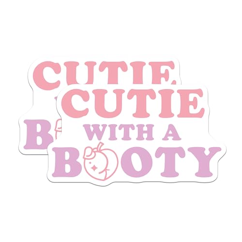 (2 Pack) Cutie with a Booty Magnets Magnets - Fun Phrase Home Decor - 5" On Longest Side - Made in USA - Sticks to Refrigerators & Metal Surfaces - MAG8491