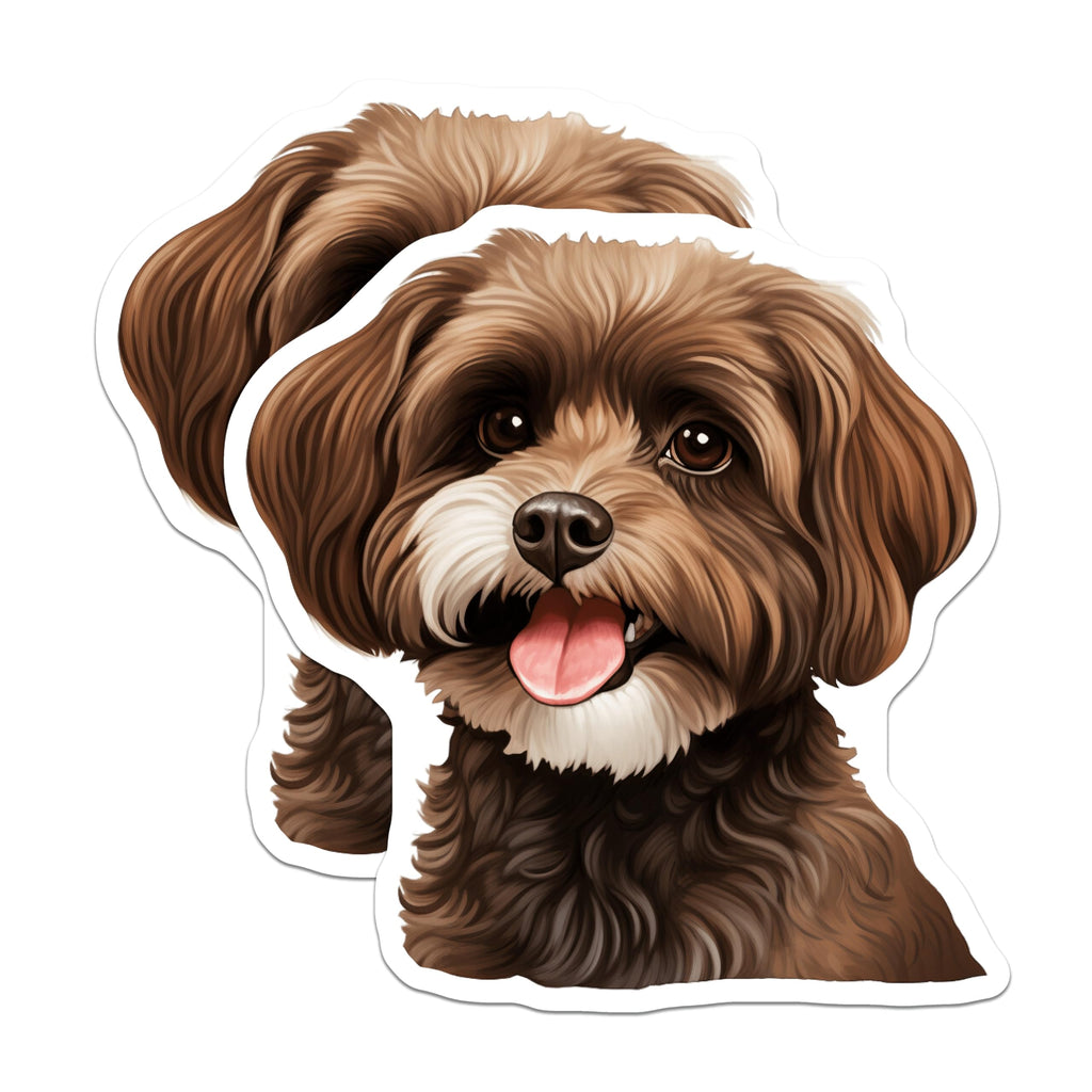 (2 Pack) Happy Puppy Magnets - Fluffy Brown Dog Art - Pet Parent Refrigerator Decor - 5 Inches On Longest Side - Thick Durable Magnet - Made in USA - MAG26174