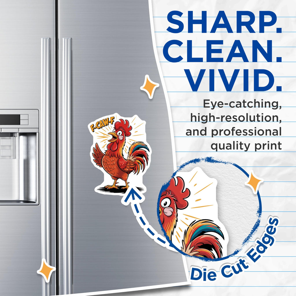 (2 Pack) Rooster Magnets - Funny Chicken Art - Farmhouse Kitchen Decor - 5" On Longest Side - Premium Magnet - for Cars, Refrigerators, Toolboxes, Lockers - Made in USA - MAG16403