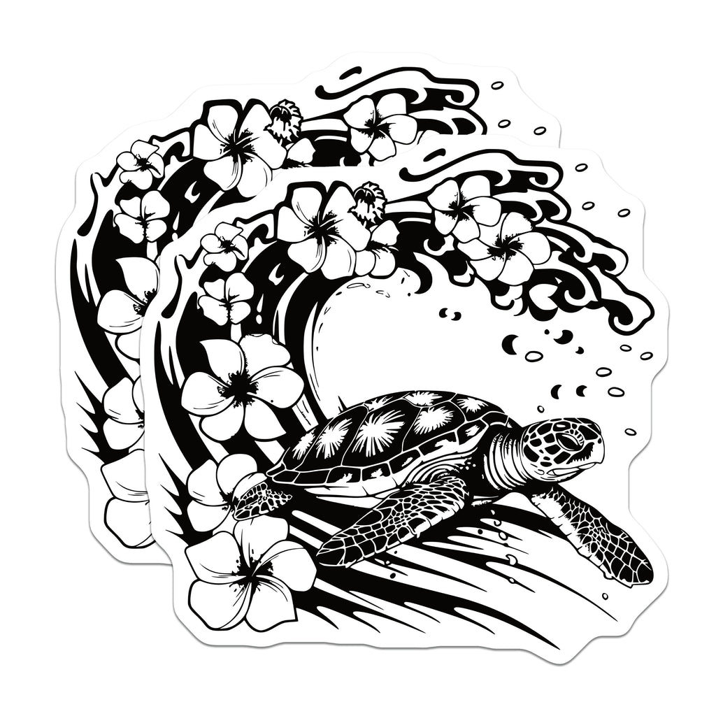 (2 Pack) Hawaiian Sea Turtle Magnets - Ocean Animal Decor - Tropical Flower Fridge Decor - Beach House Decor - 5 Inches On Longest Side - Thick Durable Magnet - Made in USA - MAG36948