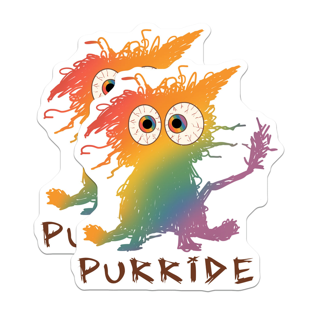 (2 Pack) Pride Cat Magnets - Purride Rainbow Creature - LGBTQ+ Expression Art - Quirky Fridge Decor - 5 Inches On Longest Side - Thick Durable Magnet - Made in USA - MAG36884