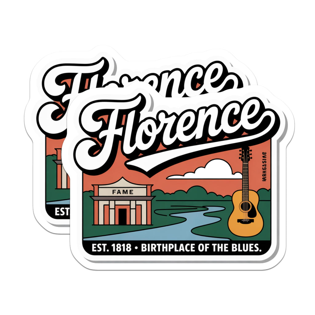 (2 Pack) Florence Alabama Magnets - Birthplace of Blues - Fame Recording Studio Souvenirs - 5" On Longest Side - Premium Magnet - for Cars, Refrigerators, Toolboxes, Lockers - Made in USA - MAG18146