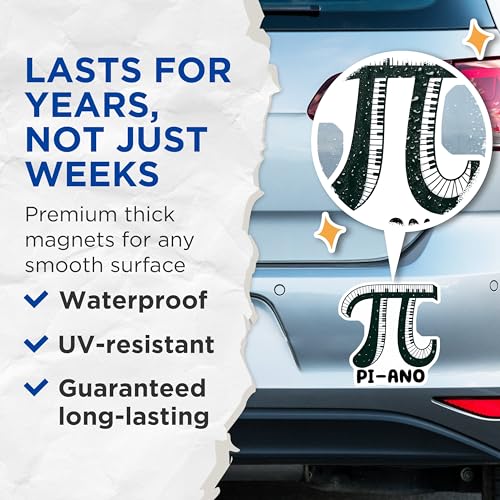 (2 Pack) Pi-ano Magnets - Piano Design - 5" On Longest Side - for Cars, Fridges, Toolboxes - Made in USA - MAG8163