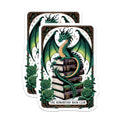 (2 Pack) Romantasy Book Club Stickers - Green Dragon on Books - Fantasy Reader Literary Decal - 5" On Longest Side - Sticks to Smooth Flat Surfaces - Made in USA - BMCS21337