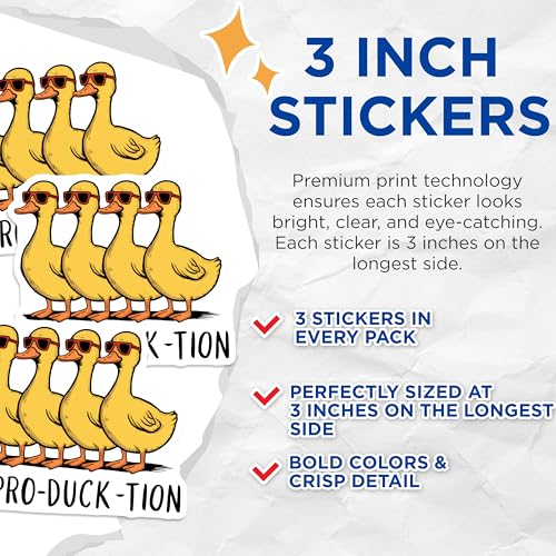 (3 Pack) Funny Duck Decals - Reproduction Ducks - Laptop Decals - 3 Inches On Longest Side - Easy Peel & Apply - Made in USA - 3MCS8294