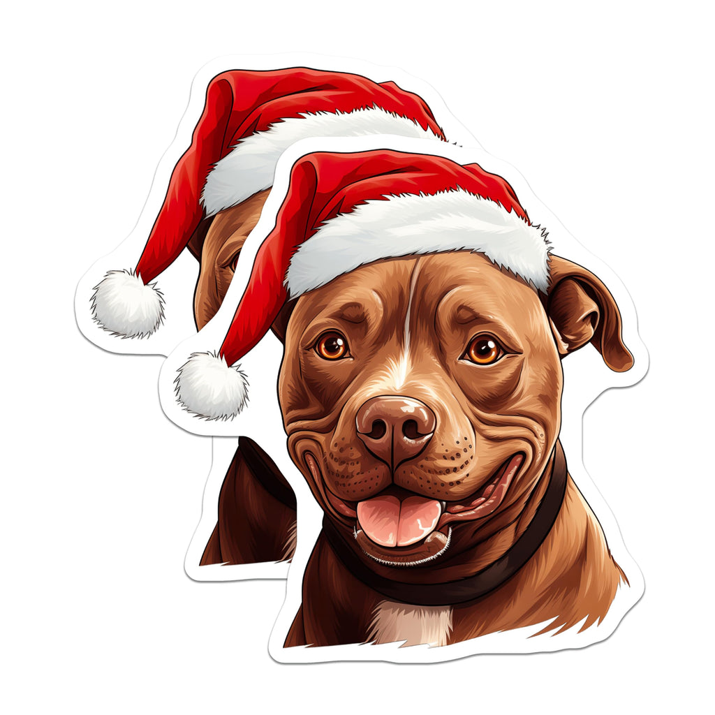 (2 Pack) Pitbull Santa Magnets - Christmas Dog Fridge Decor - Holiday Pet Lover - Pibble Dog Lover - 5 Inches On Longest Side - Thick Durable Magnet - Made in USA - MAG25223