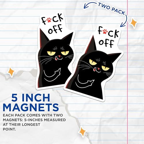 (2 Pack) Funny Cat Magnets - Sassy Decor - Humorous Gifts - 5" On Longest Side - for Cars, Fridges, Toolboxes - Made in USA - MAG7828