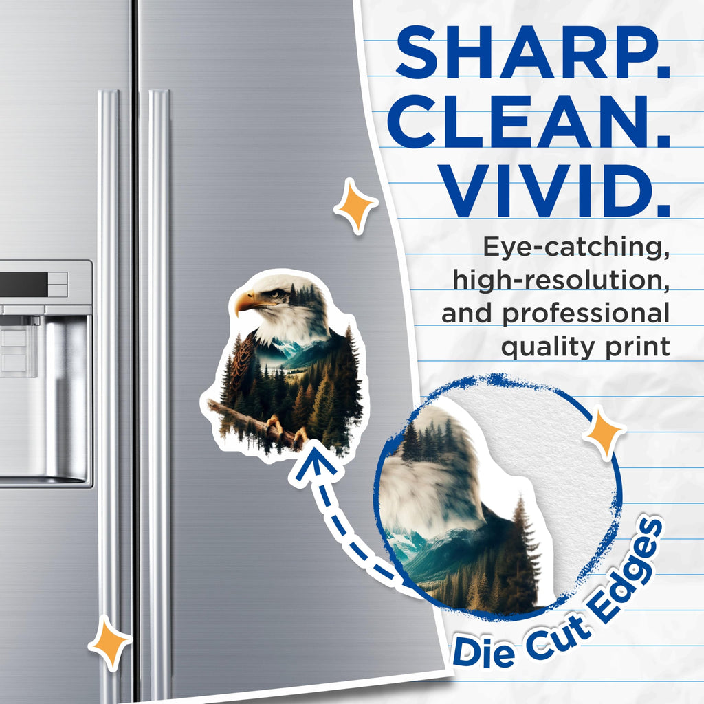 (2 Pack) Bald Eagle Magnets - Mountain Forest Eagle - Wildlife Decor - 5" On Longest Side - Premium Magnet - for Cars, Refrigerators, Toolboxes, Lockers - Made in USA - MAG14098
