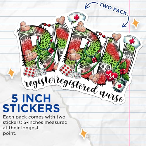 (2 Pack) RN Registered Nurse Stickers - Healthcare Professional - Nurse Appreciation - 5" On Longest Side - Sticks to Smooth Flat Surfaces - Made in USA - BMCS7415