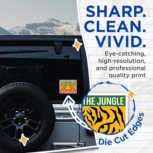 (2 Pack) Spirit of The Jungle Stickers - Wildlife Animal Print - Jungle Theme Decor - 5" On Longest Side - Sticks to Smooth Flat Surfaces - Made in USA - BMCS6241