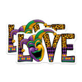 (2 Pack) Mardi Gras Love Magnets - Jester Mask Decor - New Orleans Souvenir - 5 Inches On Longest Side - Thick Durable Magnet - Made in USA - MAG30605