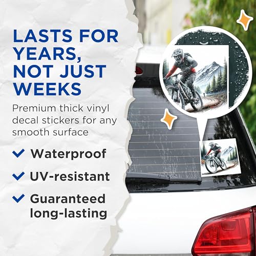 (2 Packs) Mountain Biking Riding in The Mountains Stickers - Mountain Biking Decals - 5 Inches On Longest Side - Premium Vinyl Decal - Sticks to Any Smooth Flat Surface - Made in USA - BMCS2498