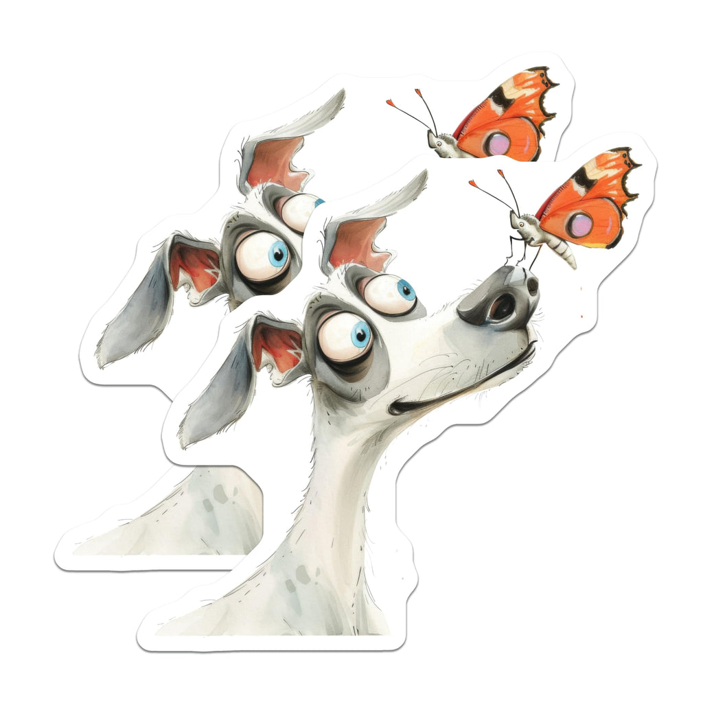 (2 Pack) Whimsical Dog Butterfly Magnets - Curious Animal Art - Pet Lover Decor - 5 Inches On Longest Side - Thick Durable Magnet - Made in USA - MAG29785