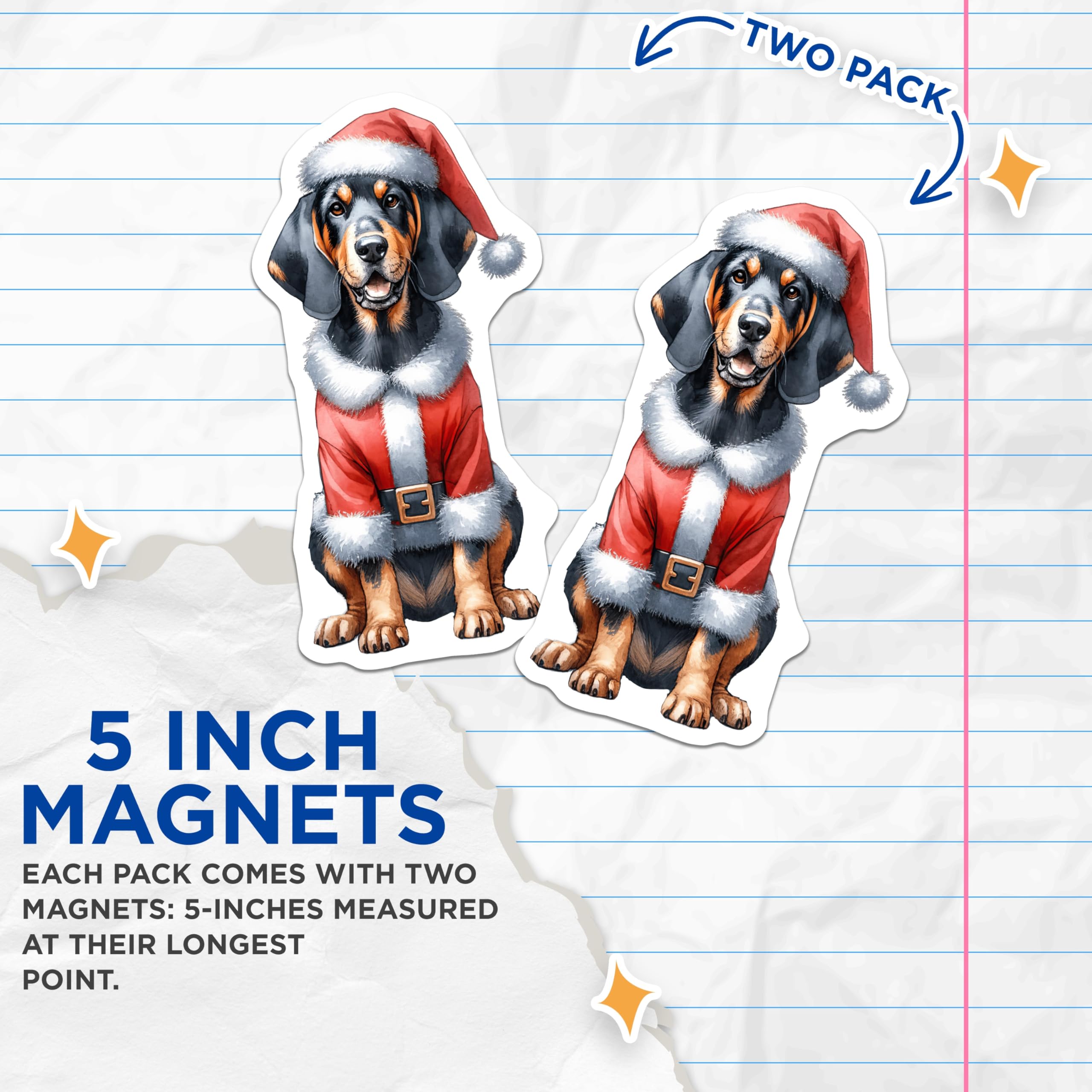 (2 Pack) Christmas Dog Magnets - Santa Claus Hound - Festive Pet Decor - Holiday Kitchen Accents - 5 Inches On Longest Side - Thick Durable Magnet - Made in USA - MAG26217