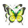 (2 Pack) Butterfly Stickers - Green Yellow Butterfly - Nature Insect Sticker - 5" On Longest Side - Sticks to Smooth Flat Surfaces - Made in USA - BMCS15824