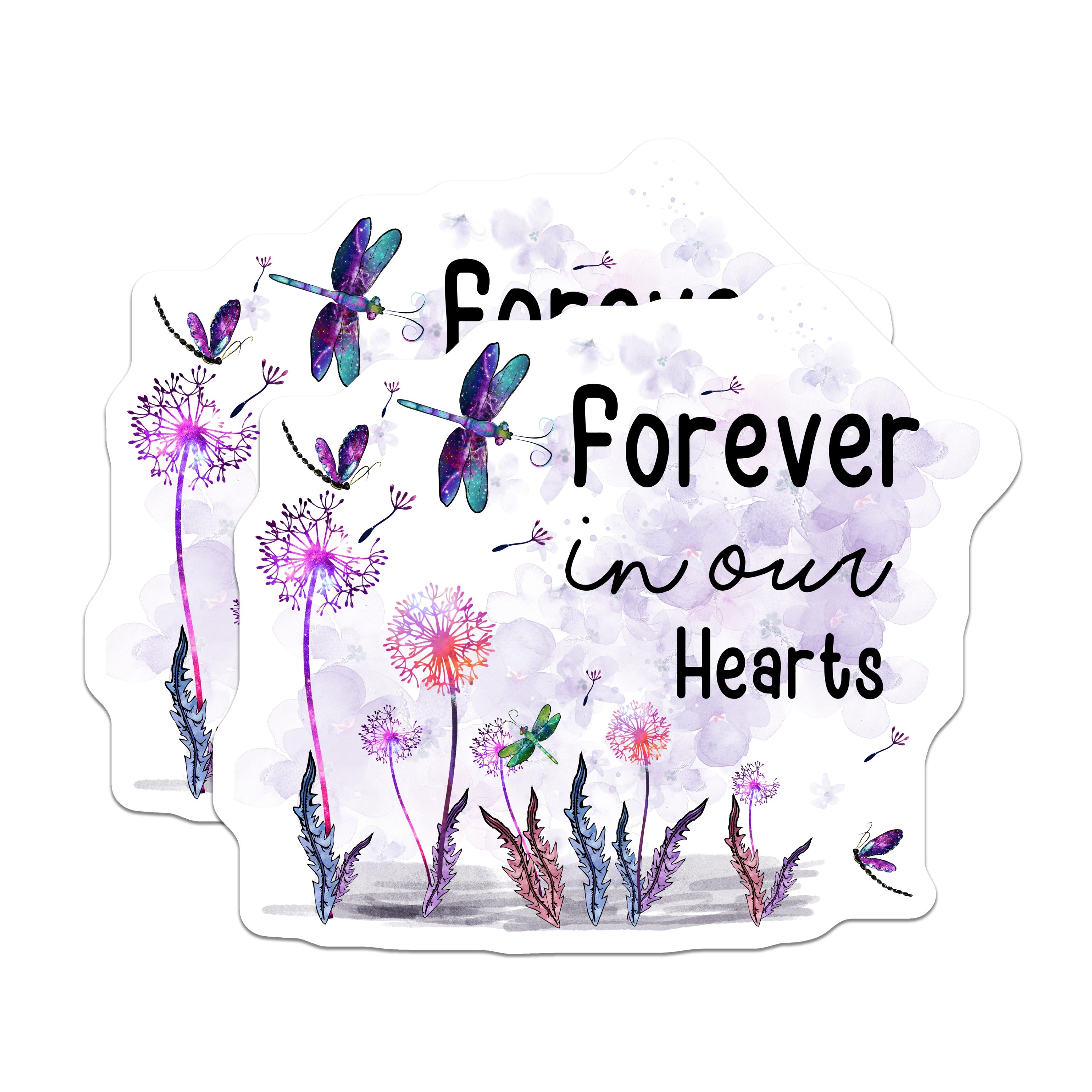 (2 Pack) Forever in Our Hearts Magnets - Memorial Dragonfly Decor - Sympathy Keepsake Magnet - 5 Inches On Longest Side - Thick Durable Magnet - Made in USA - MAG38883