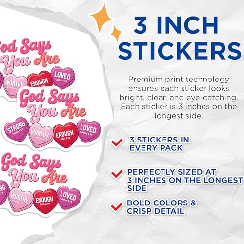 (3 Pack) Christian Decals - Religious Stickers - God Says You are - 3 Inches On Longest Side - Easy Peel & Apply - Made in USA - 3MCS7579