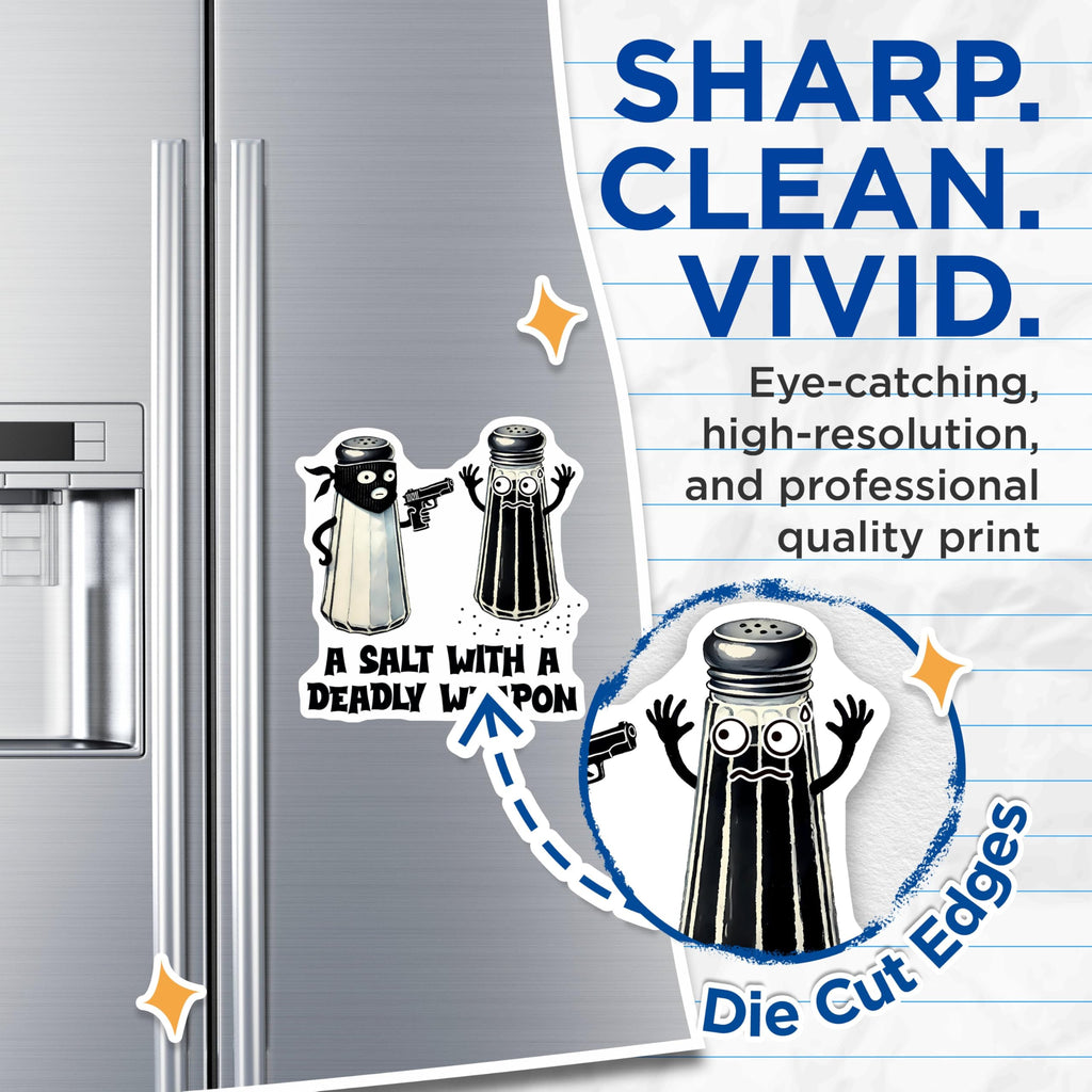 (2 Pack) Funny Pun Magnets - Kitchen Humor - Salt and Pepper Shaker Joke - 5" On Longest Side - for Cars, Fridges, Toolboxes - Made in USA - MAG7583
