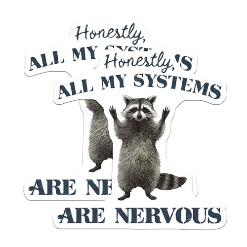 (2 Pack) Racoon Quote Stickers - Nervous Racoon - Funny Animal Sticker - 5" On Longest Side - Sticks to Smooth Flat Surfaces - Made in USA - BMCS8884