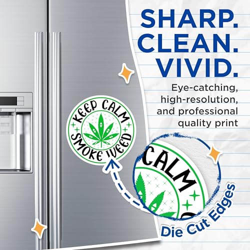 (2 Pack) Keep Calm Smoke Weed Magnets Magnets - Cannabis Decor - Marijuana Leaf Magnetic Sticker - 5" On Longest Side - Made in USA - Sticks to Refrigerators & Metal Surfaces - MAG8936