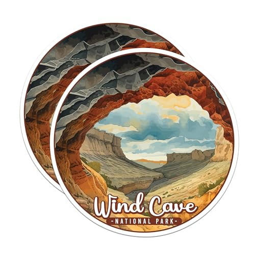 (2 Pack) Wind Cave National Park Bumper Magnet - US National Park - Choose from 63 Parks - 5" On Longest Side - Decal for Car Bumper, Laptop, Water Bottle, Wall, and Window - MAG1602
