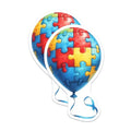 (2 Pack) Puzzle Balloon Stickers - Autism Awareness - Colorful Puzzle Piece - 5" On Longest Side - Sticks to Smooth Flat Surfaces - Made in USA - BMCS7049