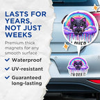 (2 Pack) Black Cat I'm Over It Magnets - Cute Rainbow Cat - Funny Cat Magnets for Home or Office - 5" On Longest Side - for Cars, Fridges, Toolboxes - Made in USA - MAG4586