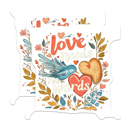 (2 Pack) Love Needs No Words Magnets - Heart Shaped Magnets - Inspirational Quote Magnets - 5" On Longest Side - for Cars, Refrigerators, Toolboxes, Lockers - Made in USA BMCS3509