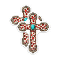 (2 Pack) Leopard Print Cross Magnets Magnets - Animal Print Home Decor - Turquoise Cross Magnet - 5" On Longest Side - Made in USA - Sticks to Refrigerators & Metal Surfaces - MAG8729