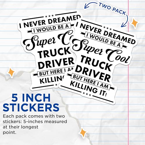 (2 Pack) Cool Truck Driver Stickers - Inspirational Trucking Quotes - Motivational Driver Decals - 5" On Longest Side - Sticks to Smooth Flat Surfaces - Made in USA - BMCS6265