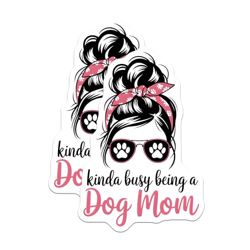 (2 Pack) Busy Being a Dog Mom Stickers - Fun Pet Owner - Dog Lover - 5" On Longest Side - Sticks to Smooth Flat Surfaces - Made in USA - BMCS6471