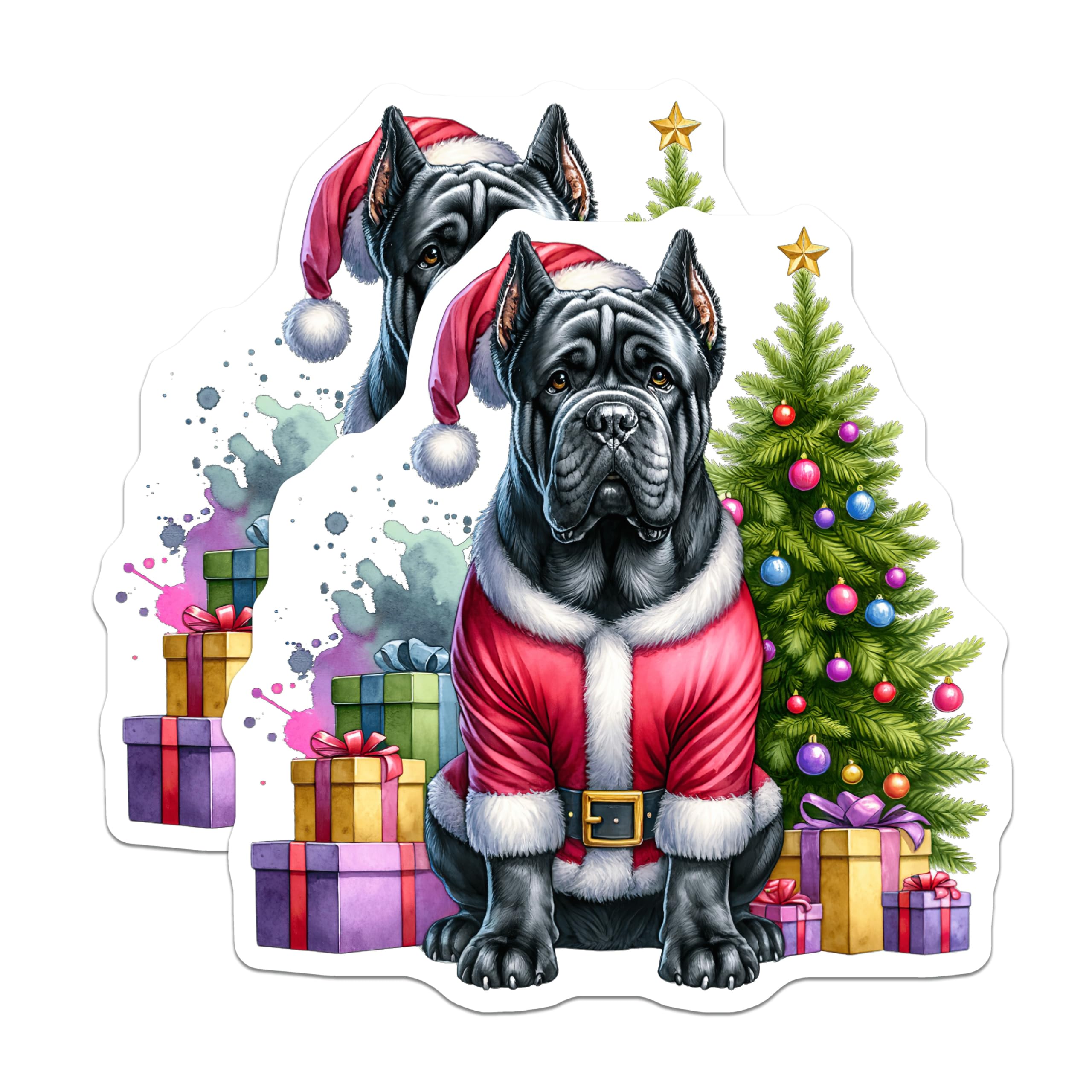 (2 Pack) Cane Corso Christmas Magnets - Santa Dog Holiday Decor - Dog Lover Refrigerator Accent - 5 Inches On Longest Side - Thick Durable Magnet - Made in USA - MAG30251