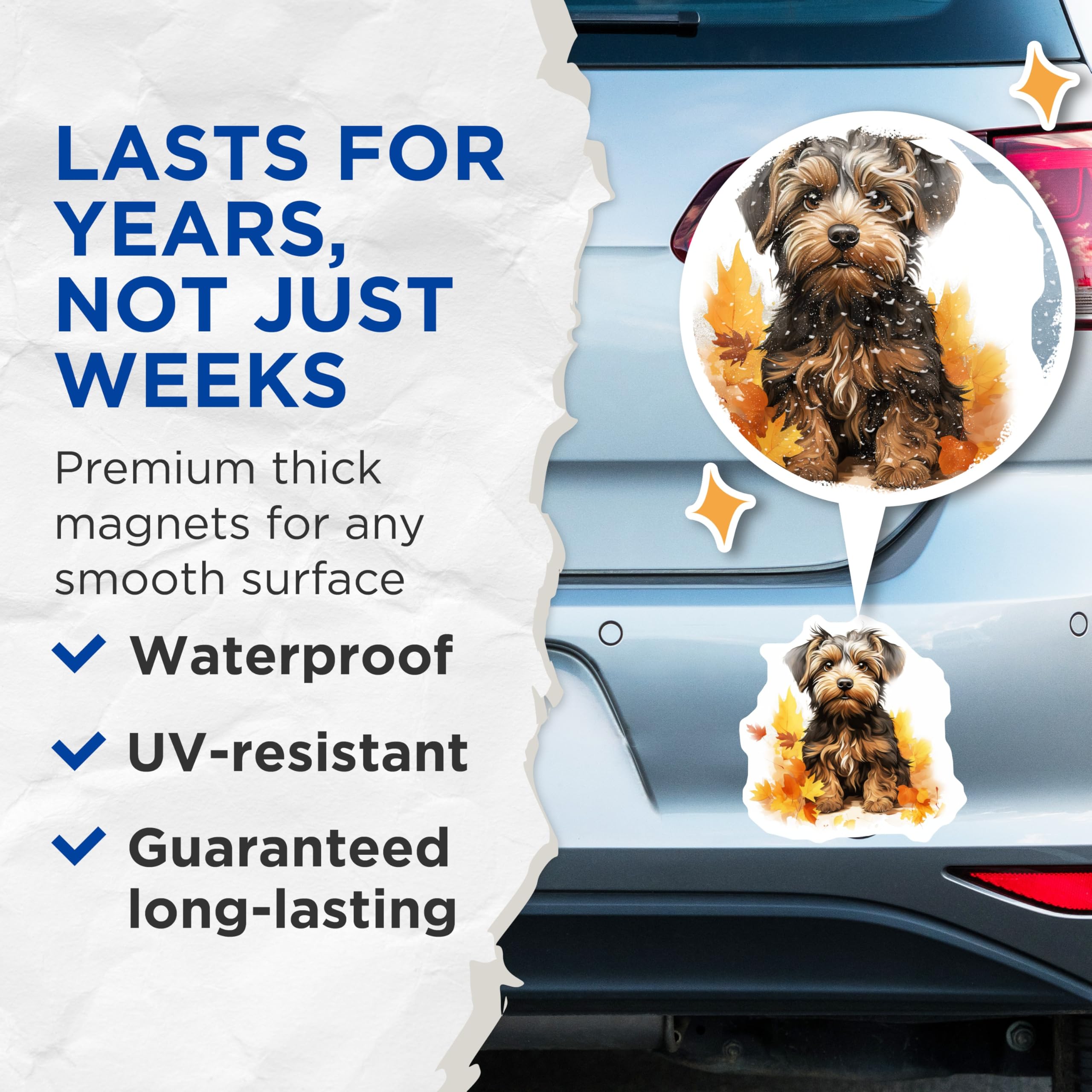(2 Pack) Cute Yorkie Magnets - Fall Dog Decor - Pet Lover Refrigerator Magnets - 5 Inches On Longest Side - Thick Durable Magnet - Made in USA - MAG26757