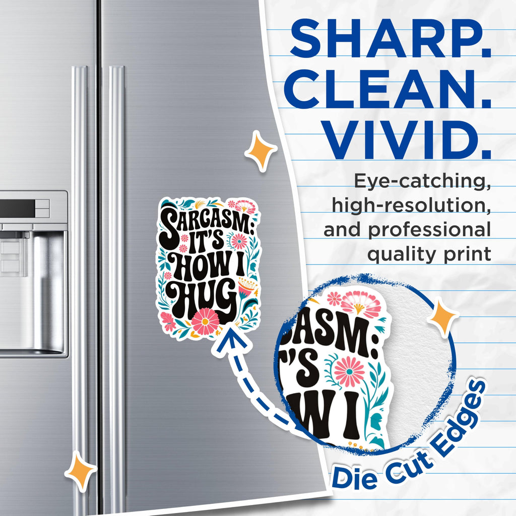 (2 Pack) Sarcasm It's How I Hug Magnets - Funny Quote Magnets - Sarcastic Flower Magnets- 5" On Longest Side - for Fridges, Toolboxes, Cars - Made in USA - MAG3034