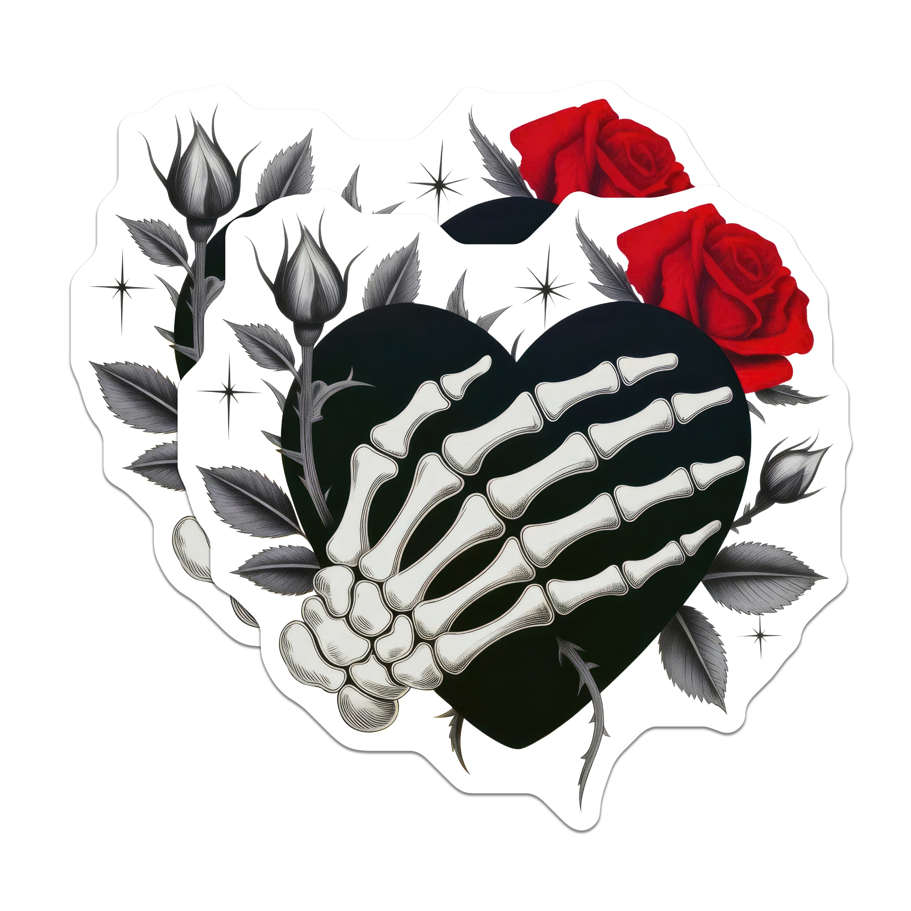 (2 Pack) Gothic Skeleton Hand Magnets - Dark Romance Aesthetic Decor - Alternative Fridge Art - 5 Inches On Longest Side - Thick Durable Magnet - Made in USA - MAG37949