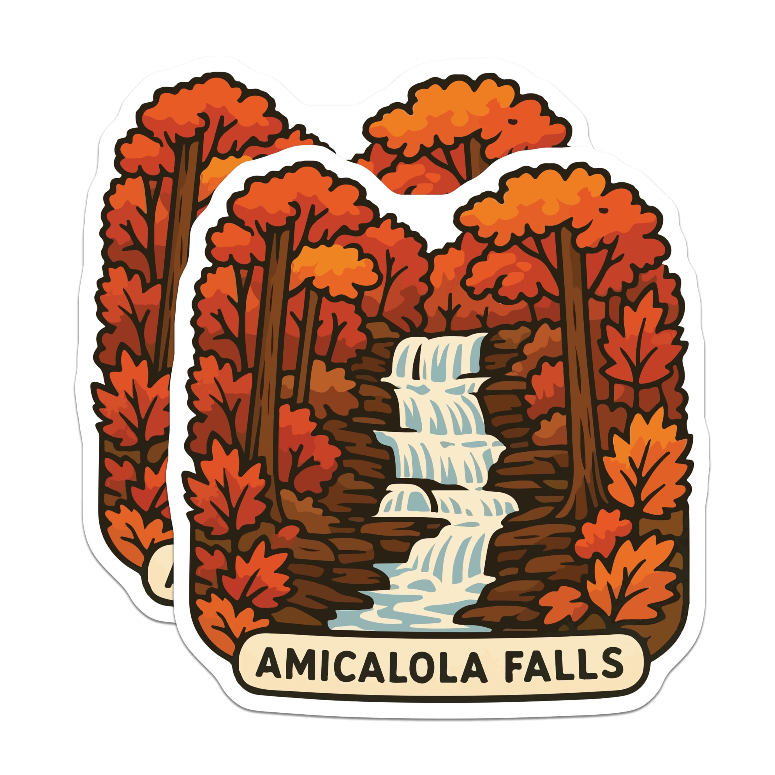 (2 Pack) Amicalola Falls Magnets - Georgia Mountain Waterfall - Autumn Forest Foliage - Nature Scenic Decor - 5 Inches On Longest Side - Thick Durable Magnet - Made in USA - MAG19873