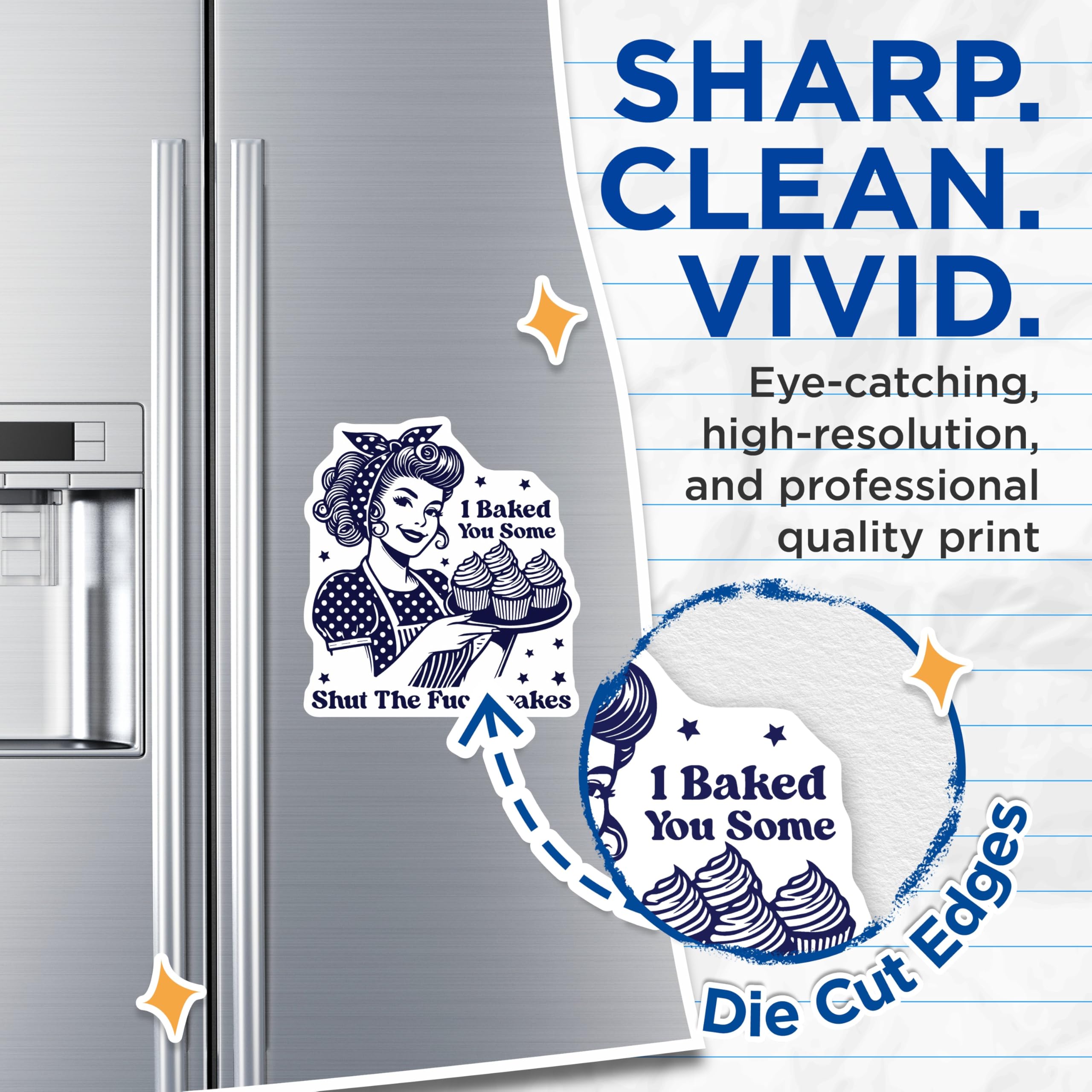 (2 Pack) Shut The Fucupcakes Magnets - Cupcake Lady - Funny Kitchen Decor - 5" On Longest Side - Premium Magnet - for Cars, Refrigerators, Toolboxes, Lockers - Made in USA - MAG15799