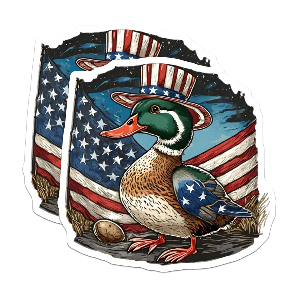 (2 Pack) Patriotic Duck Magnets - Uncle Sam Hat American Flag Design - Independence Day Refrigerator Decor - USA Themed - 5 Inches On Longest Side - Thick Durable Magnet - Made in USA - MAG21623