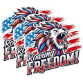 (3 Pack) Roaring Freedom Decals - Patriotic Lion - USA Flag Lion - 3 Inches On Longest Side - Easy Peel & Apply - Made in USA - 3MCS1539