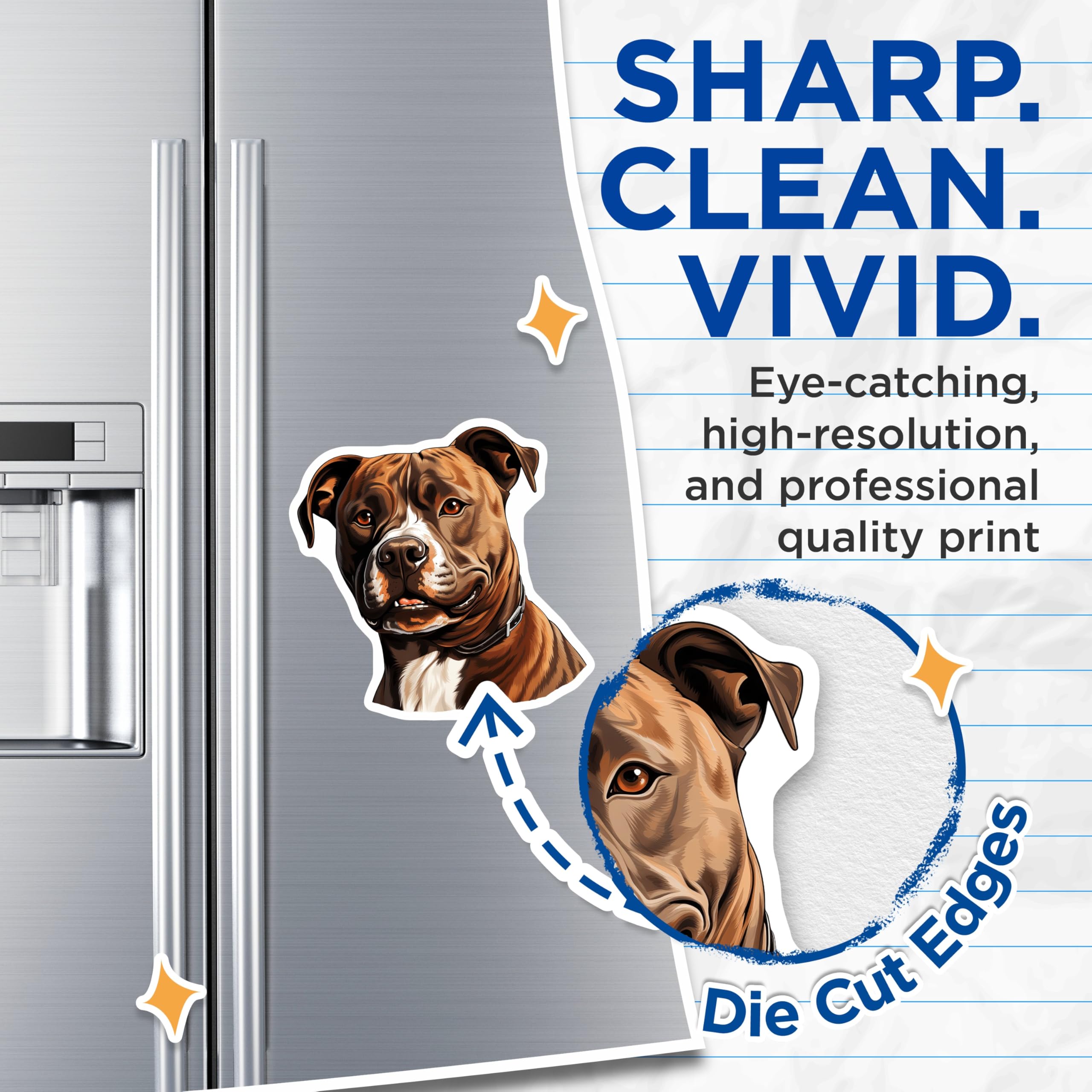(2 Pack) Pitbull Dog Magnets - Pet Lover Decor - Dog Breed Art - 5 Inches On Longest Side - Thick Durable Magnet - Made in USA - MAG30068